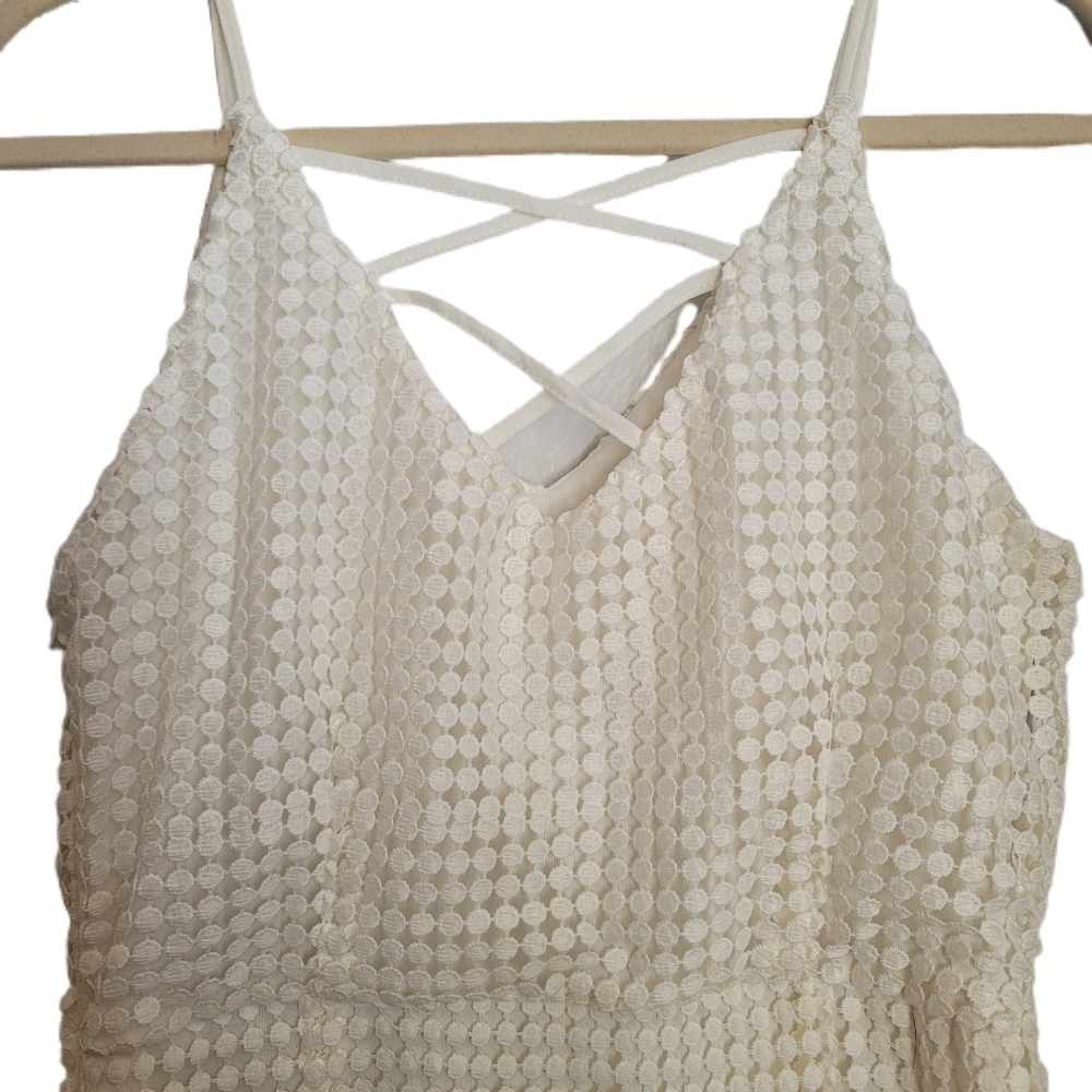 Soieblu Dress L Large Ivory Sleeveless Eyelet - Picture 7 of 9
